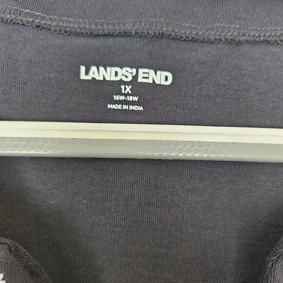 Lands’ End 1X Black Embroidered Swim Cover-Up - Picture 3 of 3